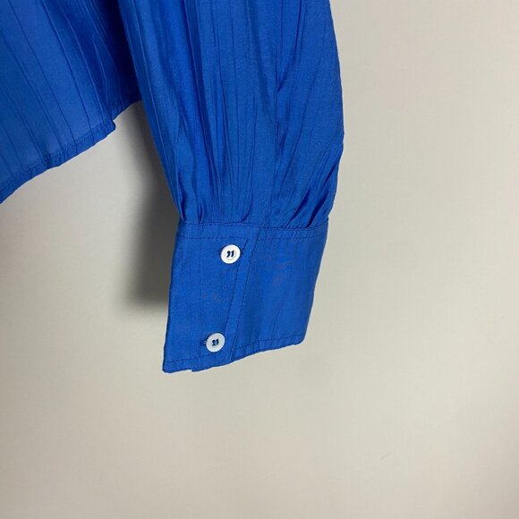 Lulus Cute Composure Cobalt Blue Textured Tie-Front Long Sleeve Top - Picture 6 of 9